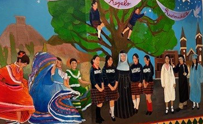 A photo provided by Grace Avila of a colorful mural within NDSM