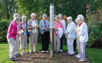 Sisters gathered around the Peace Pole in Mankato, Minnesota, to celebrate the International Day of Peace. 