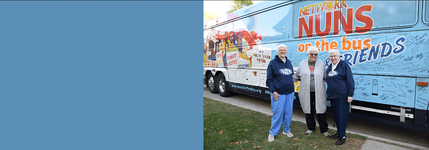 Image of Sister Barbara Pfarr during her trip with Nuns on the Bus.