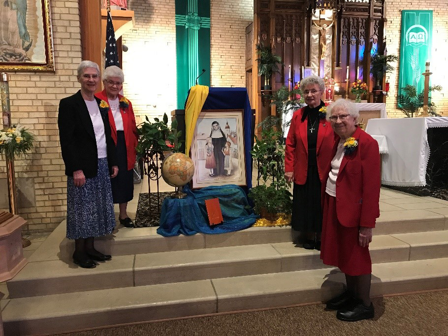 (L to R) Sisters Bernadette Welter, Yolanda Latessa, Veronica Horvat,  and Marjorie Rosenau in St. Francis de Sales Church.