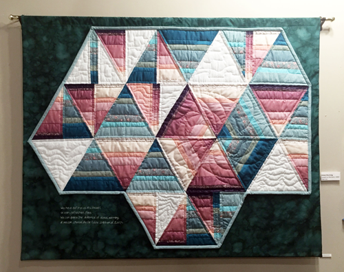 Sister Josephine Niemann's quilt "Climate Change" is featured at the Good Shepherd Gallery in Ferguson, Missouri