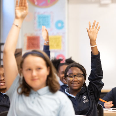 Marian Middle School students participate in a class 