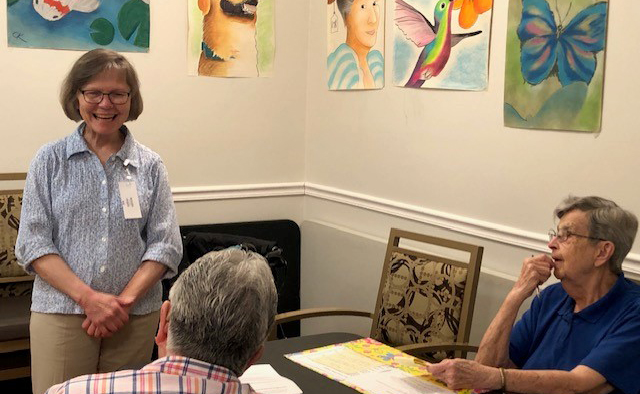 Sr Maxine Pohlman speaking to Louise Benneke (left back) and Lorraine Soukup at their Laudato Si’ meeting at The Sarah Community. 